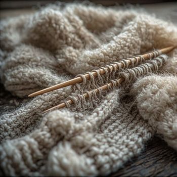 Een basic stoer wollen werk met houten breinaalden.