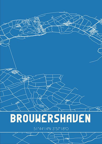 Plan d'ensemble | Carte | Brouwershaven (Zélande) par Affiches de lieux