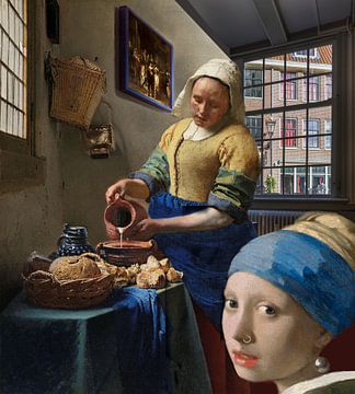 Het melkmeisje en het meisje met de parel van Digital Art Studio