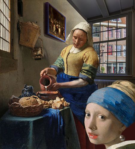 Het melkmeisje en het meisje met de parel