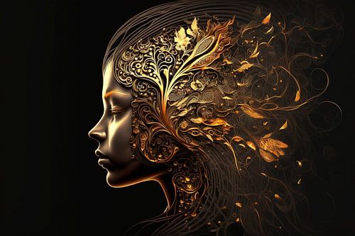 Abstract Schilderij Vrouw in Goud