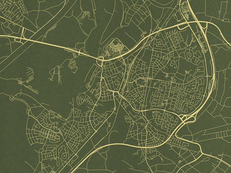 Map of Roermond in Green Gold by De Kaartenwinkel