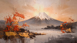 Stimmungsvoller Herbst am Berg Fuji im japanischen Stil