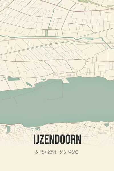 Vintage landkaart van IJzendoorn (Gelderland) van Stad & Wand