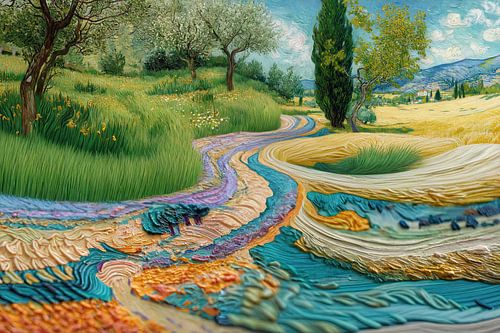 collage landschap van Gogh inspiratie