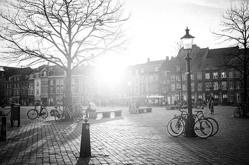 Market in Maastricht in the afternoon sun