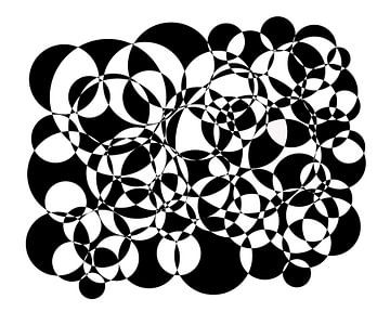 zwart wit digitaal foto kunstwerk met ronde vormen van Naomi van Mierlo