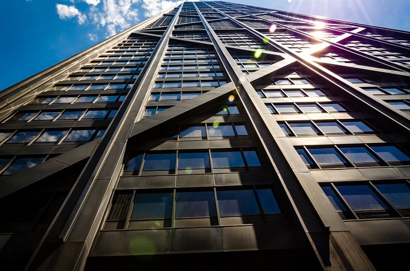 Glas en staal voorgevel van het John Hancock Center in Chicago USA van Dieter Walther