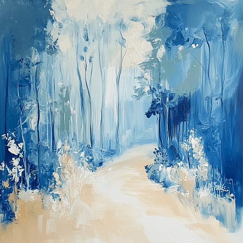 The Blue Forest Road in the Mist