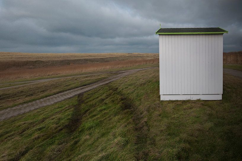 Strandhaus wartet auf Transport (Insel Texel) von Margo Schoote