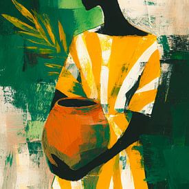 Colour illustration of a woman with a jug by But First Framing