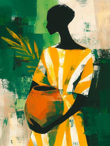 Colour illustration of a woman with a jug by But First Framing