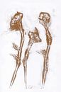 Bloemen in retro stijl. Moderne botanische minimalistische kunst in terracotta van Dina Dankers thumbnail