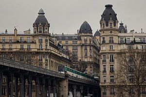 Parijs met metrolijn 6 over de Pont de Bir Hakeim.