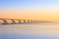 Ein goldenes Gut fällt auf die Zeelandbrücke in Zeeland von Bas Meelker Miniaturansicht