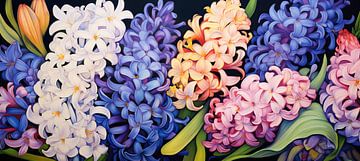 Üppiger Blumentanz | Hyazinthenblüten-Malerei von Abstraktes Gemälde