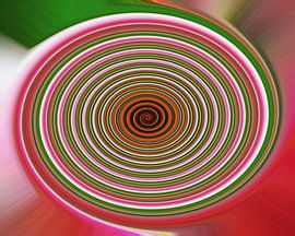 Curves with pink, green, orange and white colours by Jolanda de Jong-Jansen