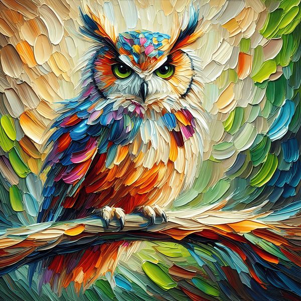 Owl flying colours by Marion Tenbergen
