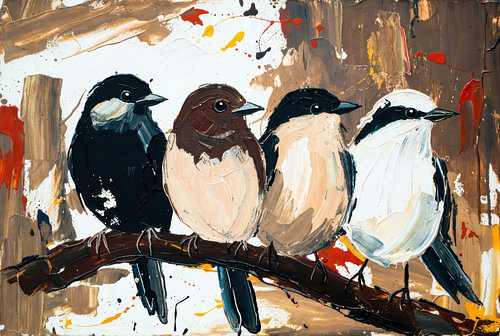 Vögel | Ast | Farbenfroh | Ausdrucksstark