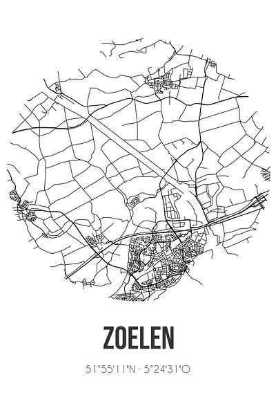 Zoelen (Gelderland) | Map | Black and white by Prints of Place