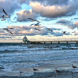 Evening atmosphere at the pier in Zingst by Joachim G. Pinkawa