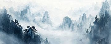 China Landschap | Mist Over Mountains van Abstract Schilderij