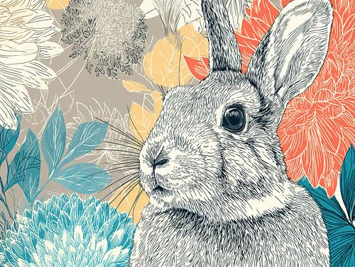 Rabbit Flowers | Merry Rabbit and Colourful Flowers