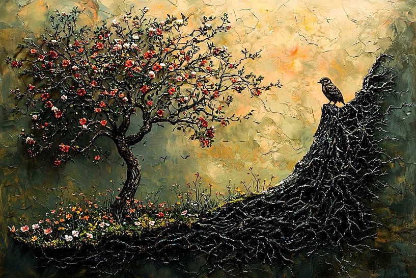 Boom en vogel op heuvel van Imperial Art House