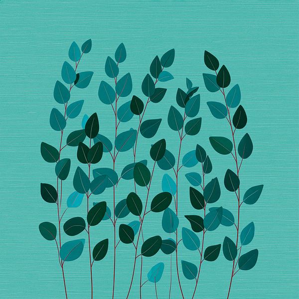 Japandi Botanische Malerei von Eukalyptuszweigen von Studio Pieternel