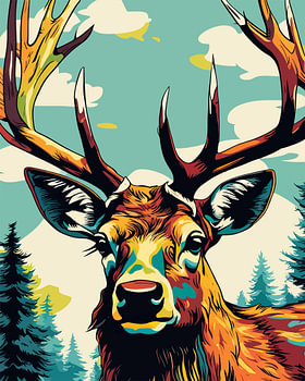 Elk - King of the Forests in Pop Art Style 2