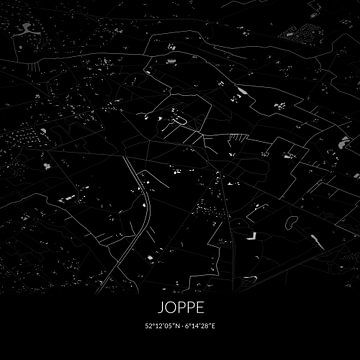 Black-and-white map of Joppe, Gelderland. by Rezona