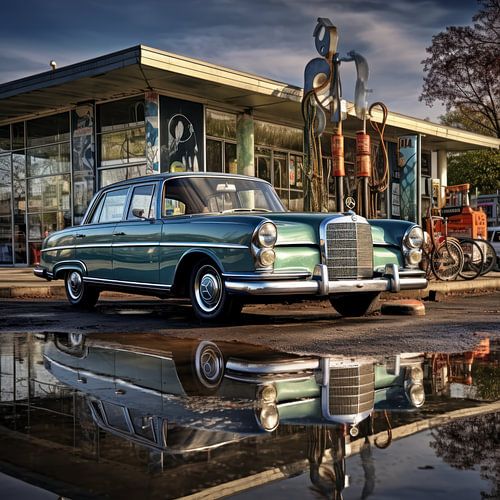 Oldtimer blauw Mercedes 01