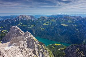 Blick vom Watzmann auf Königsee mit Bartholomä