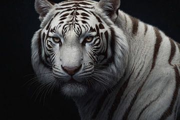 Portrait de tigre blanc sur De Muurdecoratie