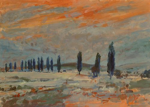 Early morning with poplars by Nop Briex
