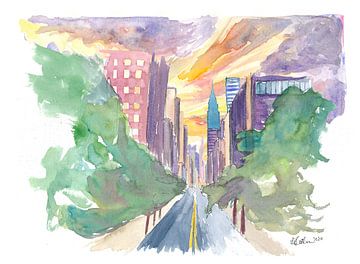 New York City Lexington Avenue Blick auf die Skyline von Markus Bleichner