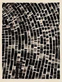 Japandi in Black – Abstract Ink Art with Geometric Lines and Patterns by Roger VDB