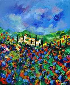 Provence und Mohnblumen