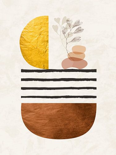 Organic Abstract Gold Art in Earth Tones Minimalist