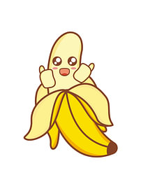 Une banane mignonne et kawaii qui lève le pouce