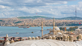 Bosphorus and New Mosque over the Süleymaniye domes by Easycopters