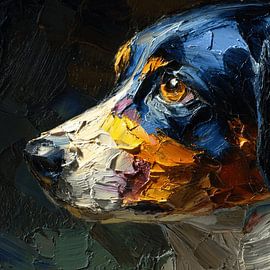 Powerful portrait of a dog in oil by Prints of Place