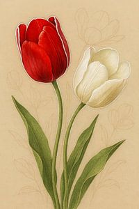 Zwei Tulpen in Harmonie