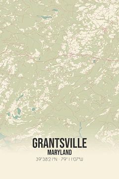Vintage landkaart van Grantsville (Maryland), USA. van MijnStadsPoster