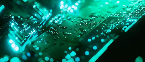 Close-up van lichtgevende circuits