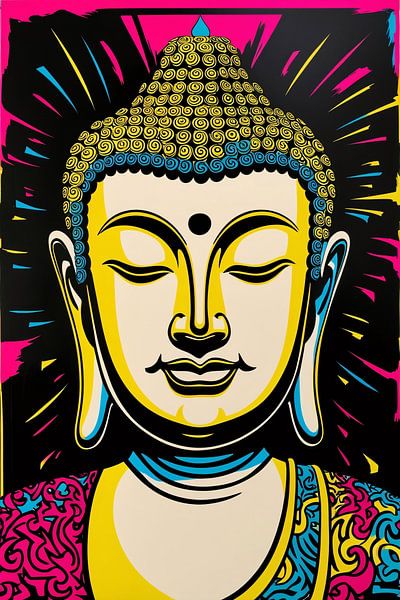 Lively Pop Art Buddha portrait by Art & Soul Creations