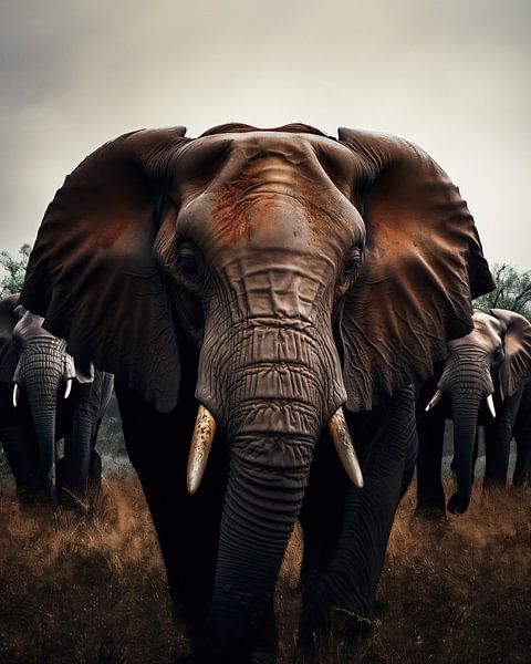 L'éléphant mène le troupeau par fernlichtsicht