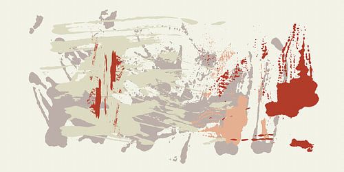 Abstract schilderij in beige, baksteen oranje, gebroken wit