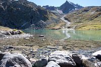 lake high in the mountains