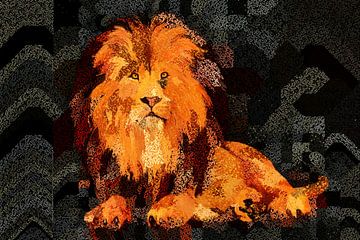 Een modern portret van een oranje leeuw